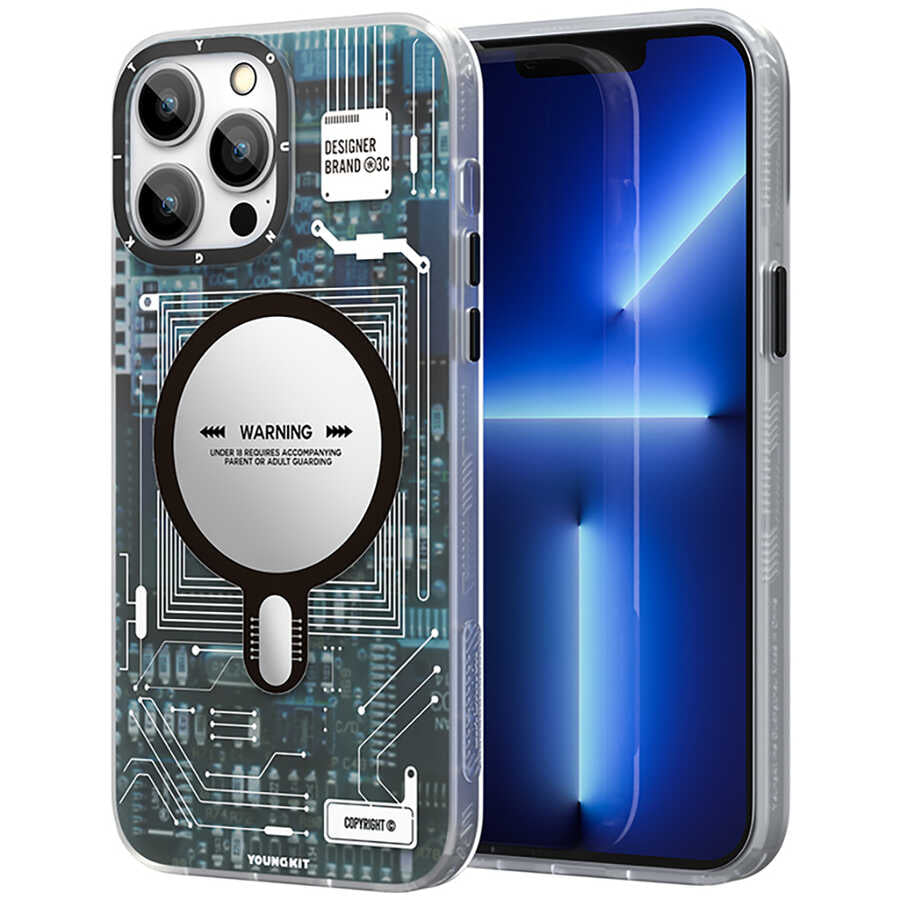 iPhone 13 Pro Max Kılıf YoungKit Technology Serisi Kılıf Mavi