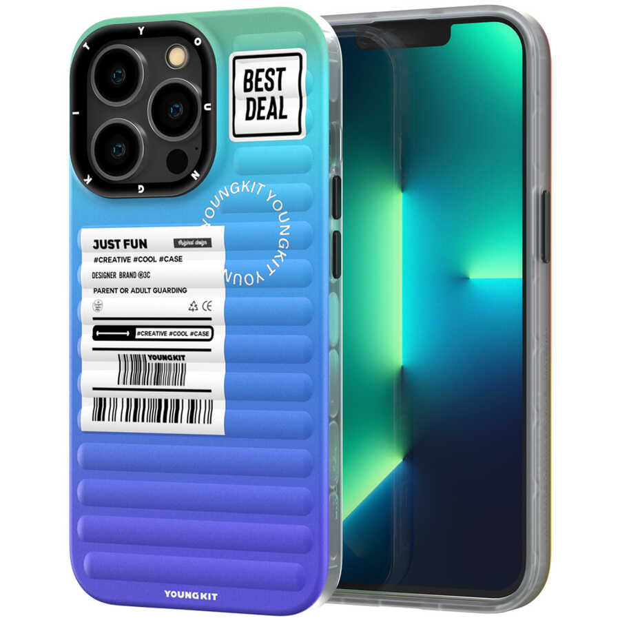 iPhone 13 Pro Max Kılıf YoungKit The Secret Color Serisi Kılıf Mavi