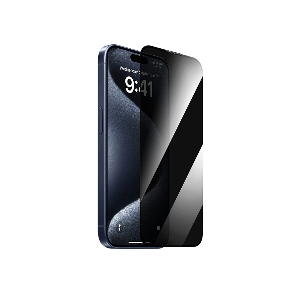 Apple iPhone 13 Pro Max Wiwu GT-011 Anti-Bakteriyel Özellikli Polimer Oleofobik Kaplama Temperli Privacy Cam Ekran Koruyucu Siyah