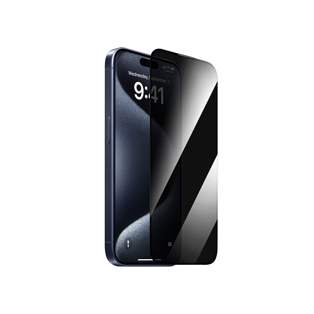 Apple iPhone 13 Pro Max Wiwu GT-011 Anti-Bakteriyel Özellikli Polimer Oleofobik Kaplama Temperli Privacy Cam Ekran Koruyucu Siyah