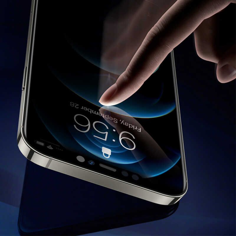 iPhone 13 Pro Wiwu Easy İnstall iPrivacy Temperli Ekran Koruyucu Siyah