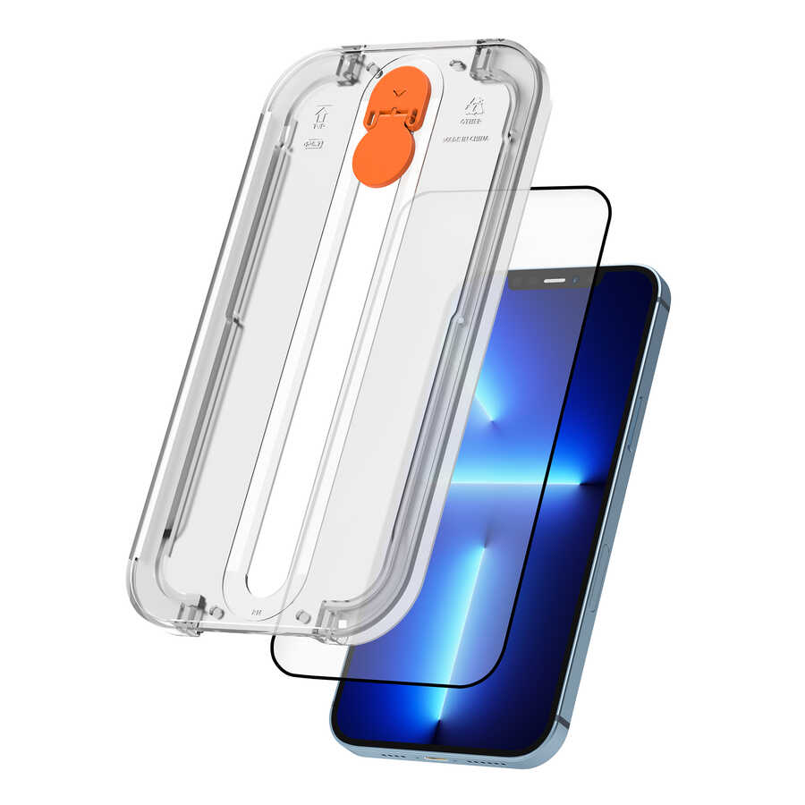 iPhone 13 Pro Wiwu Easy İnstall iVista Super Hardness Ekran Koruyucu Siyah