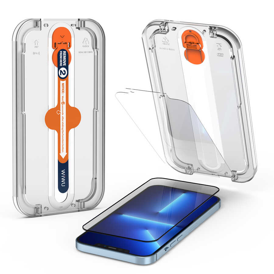 iPhone 13 Pro Wiwu Easy İnstall iVista Super Hardness Ekran Koruyucu Siyah