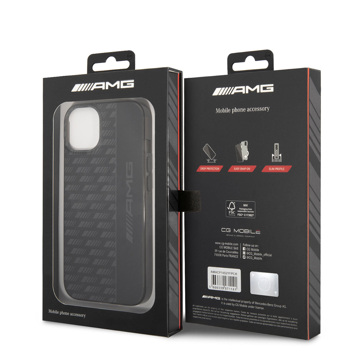 iPhone 14 Kılıf AMG Frosted Buzlu PC Karbon Dizayn Kılıf Siyah