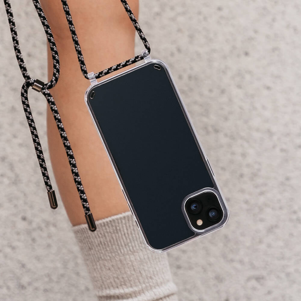 iPhone 14 Kılıf Boyun Askılı Şok Önleyicili Şeffaf Lisanslı Switcheasy Play Kılıf Pembe