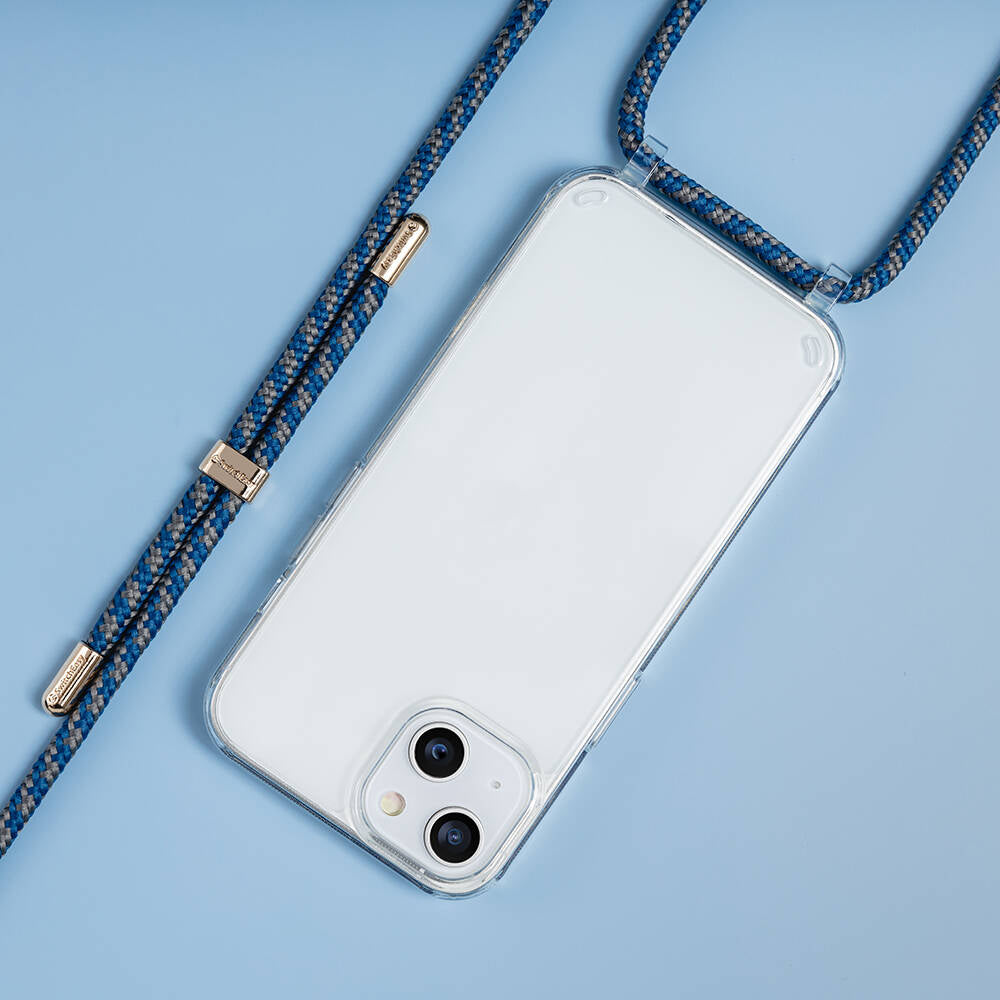 iPhone 14 Kılıf Boyun Askılı Şok Önleyicili Şeffaf Lisanslı Switcheasy Play Kılıf Lacivert