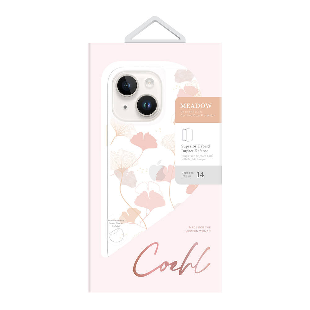 iPhone 14 Kılıf Çayır Çiçeği Desenli Coehl Meadow Kılıf Pembe