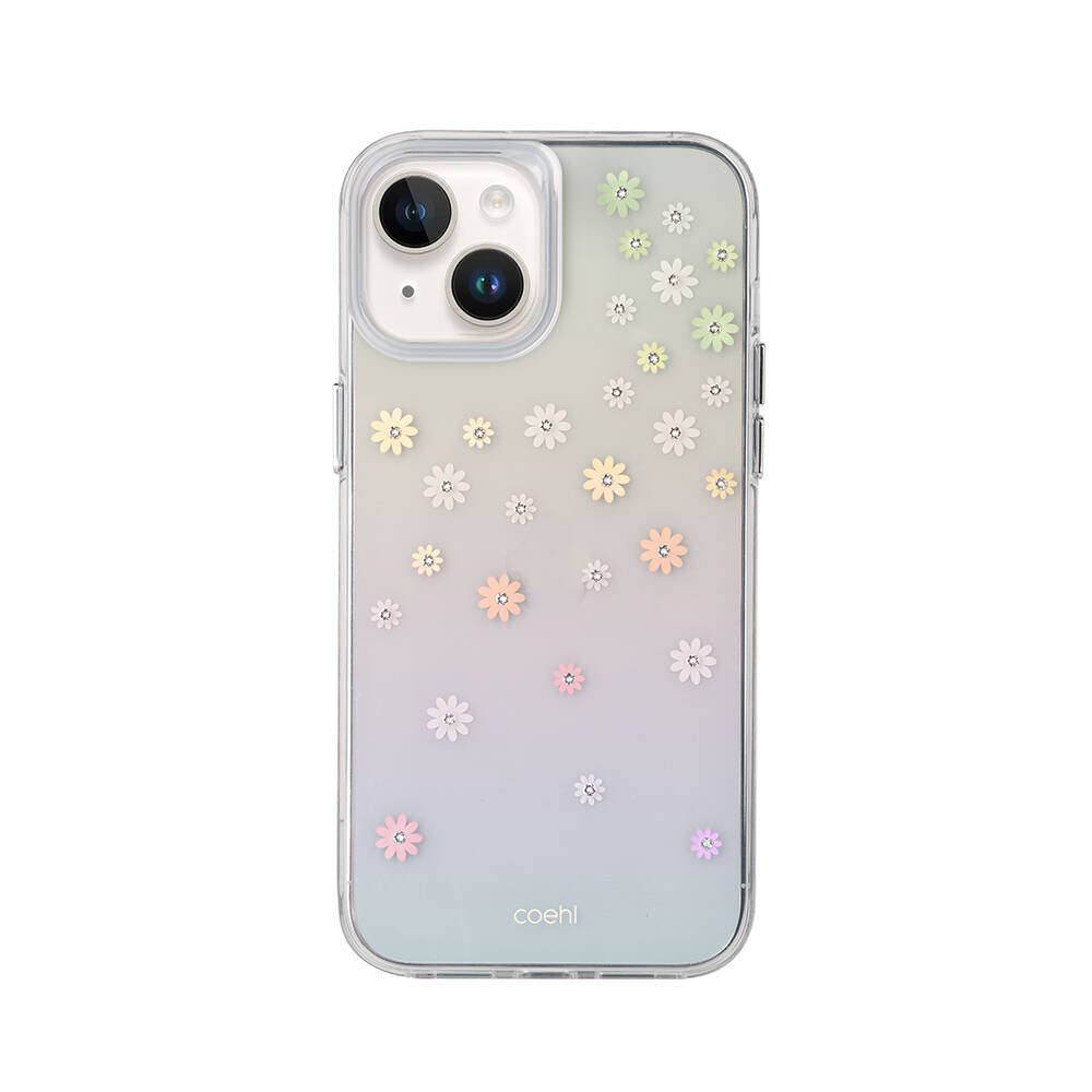 iPhone 14 Kılıf Çiçek Desenli Taşlı Coehl Aster Kılıf Pembe