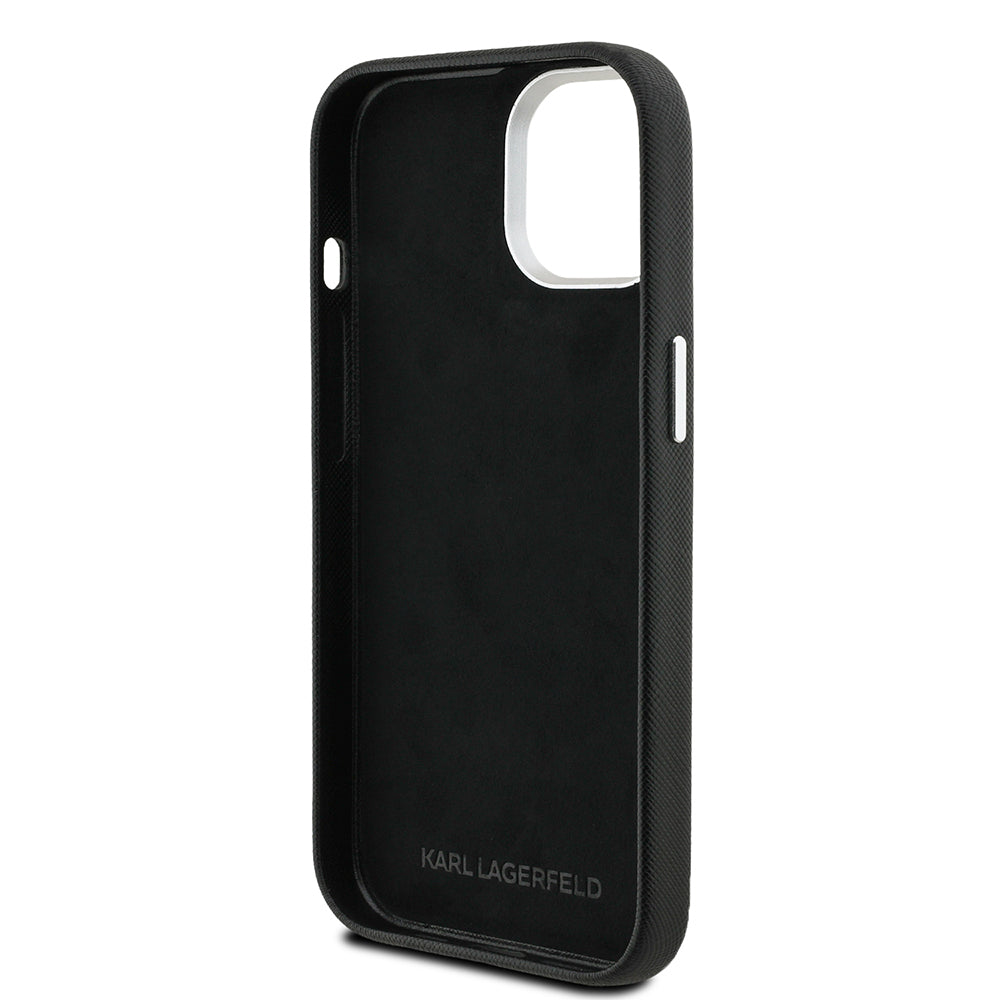 Apple iPhone 14 Kılıf Karl Lagerfeld Orjinal Lisanslı K&C Heads Pin Kapak Siyah