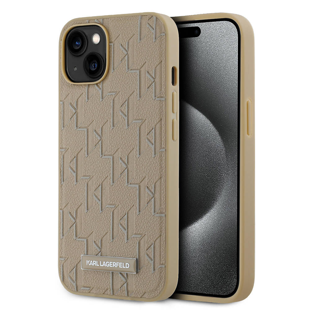 iPhone 14 Kılıf Karl Lagerfeld Orjinal Lisanslı Magsafe Şarj Özellikli KL Yazılı Hot Stamp Kılıf Siyah
