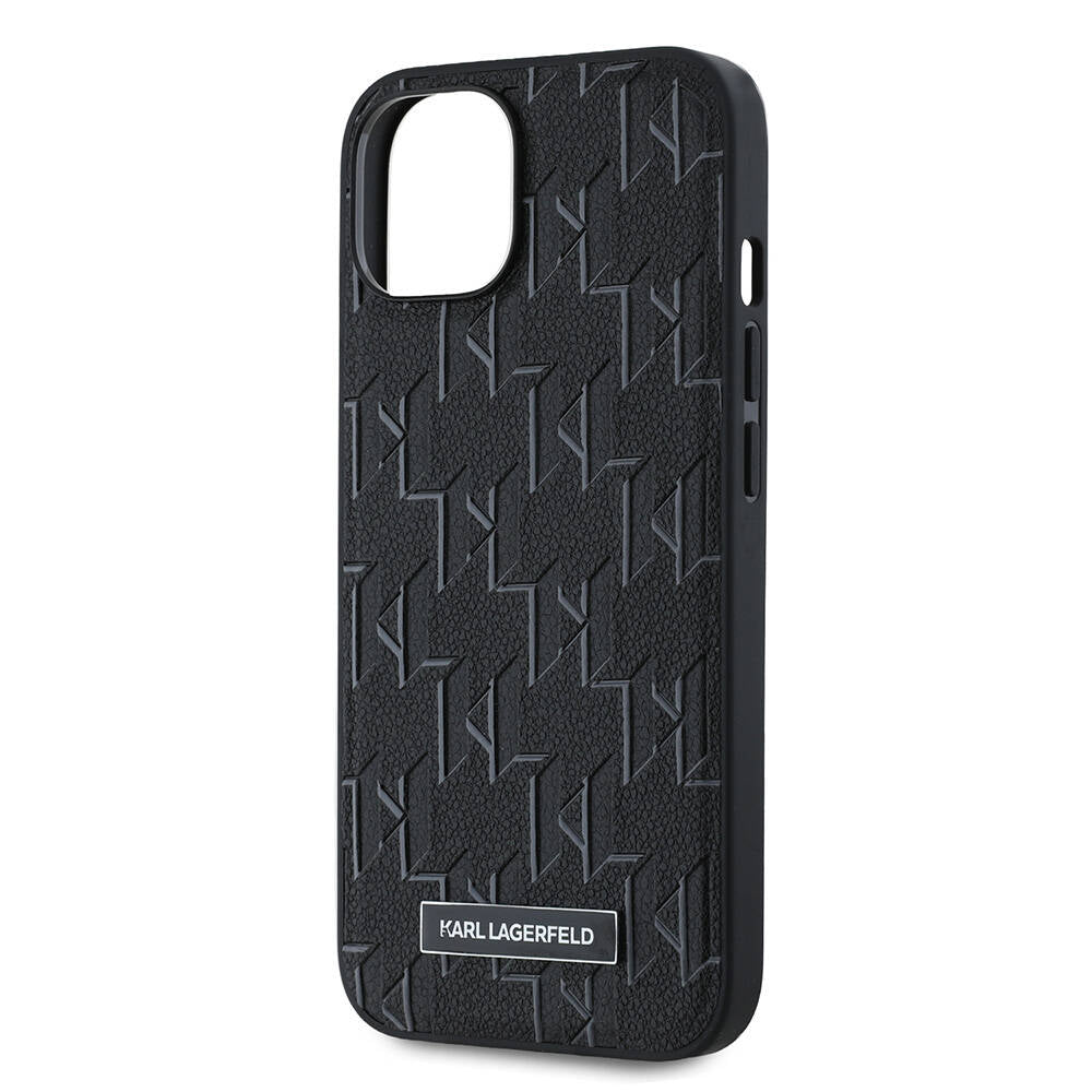 iPhone 14 Kılıf Karl Lagerfeld Orjinal Lisanslı Magsafe Şarj Özellikli KL Yazılı Hot Stamp Kılıf Siyah