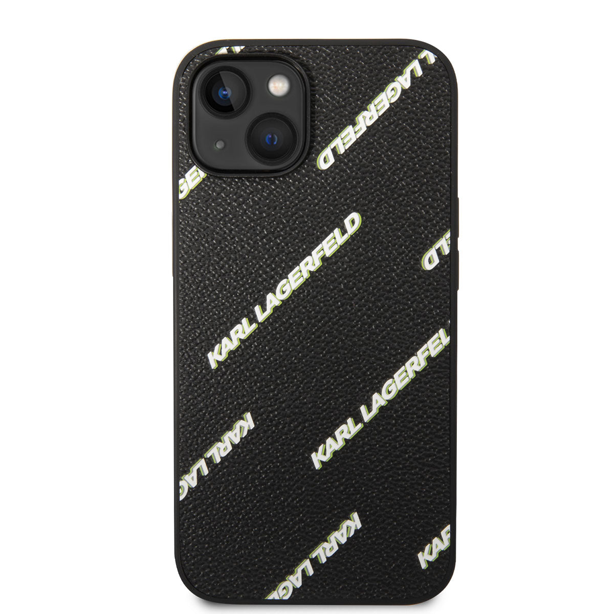 iPhone 14 Kılıf Karl Lagerfeld PU Suni Deri Logolu Dizayn Kılıf Siyah