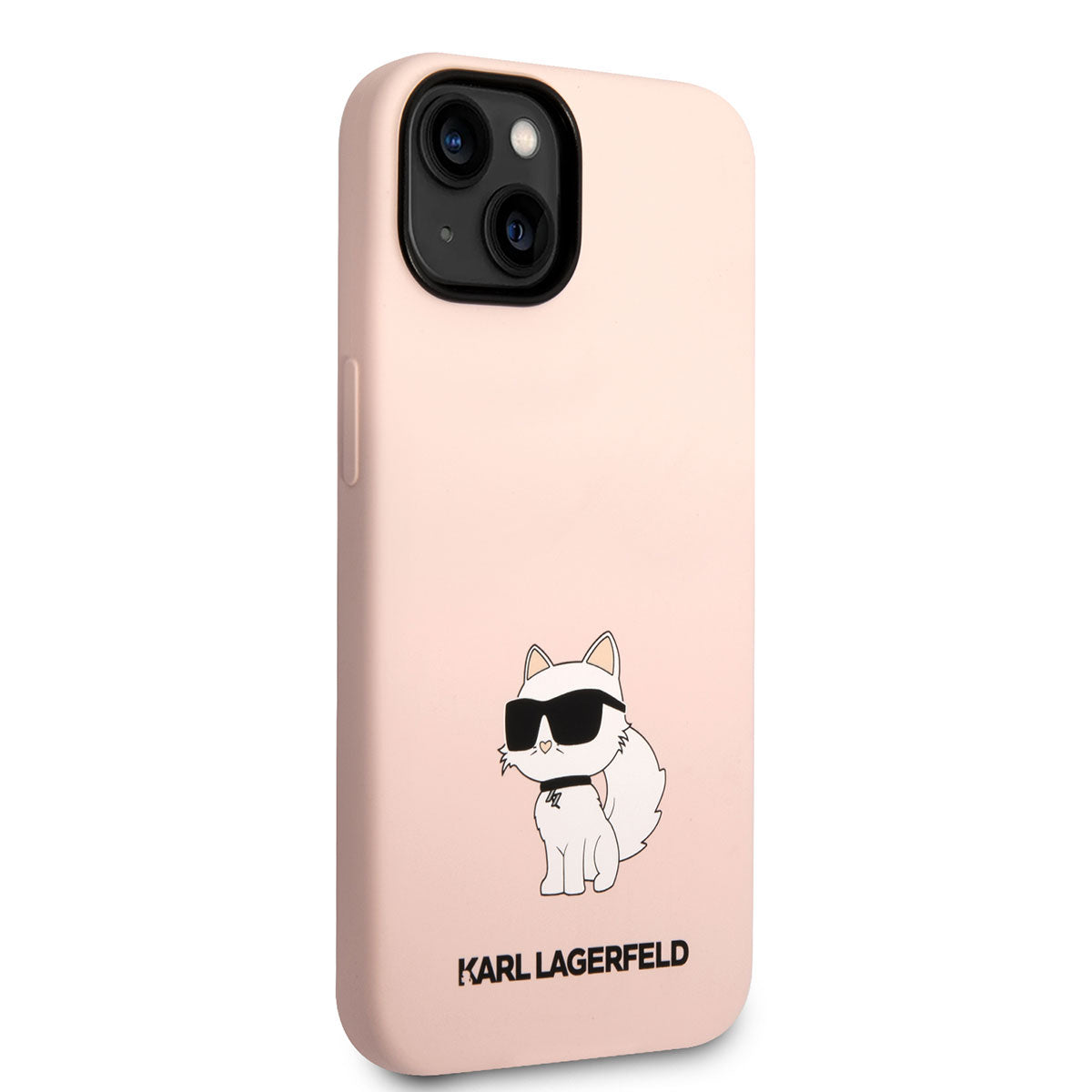 iPhone 14 Kılıf Karl Lagerfeld Silikon Choupette Dizayn Kılıf Pembe