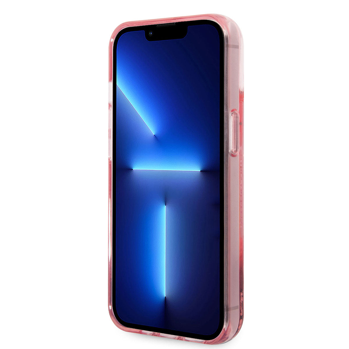 iPhone 14 Kılıf Karl Lagerfeld Sıvılı Simli Karl Head Dizayn Kılıf Pembe