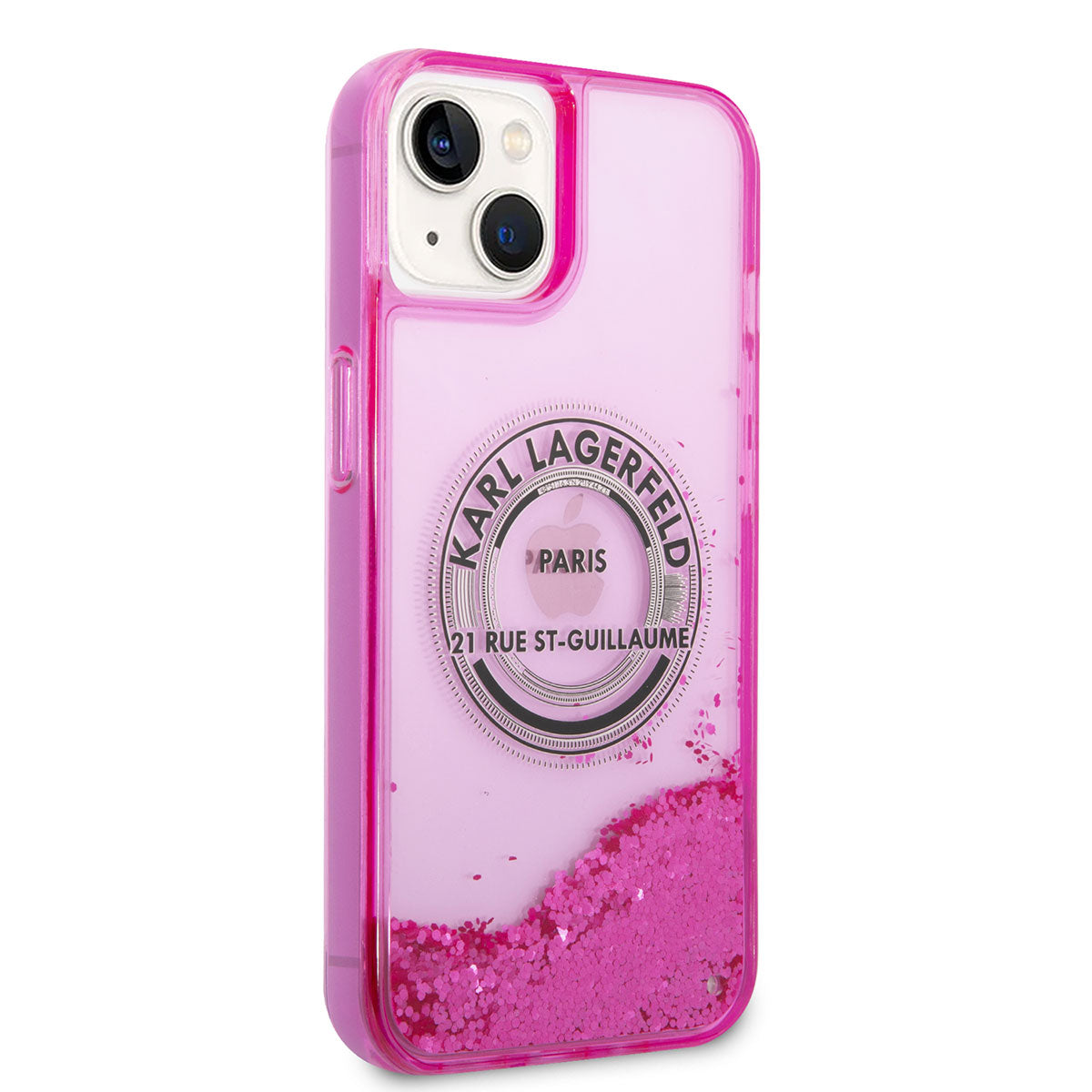 iPhone 14 Kılıf Karl Lagerfeld Sıvılı Simli RSG Dizayn Kılıf Pembe