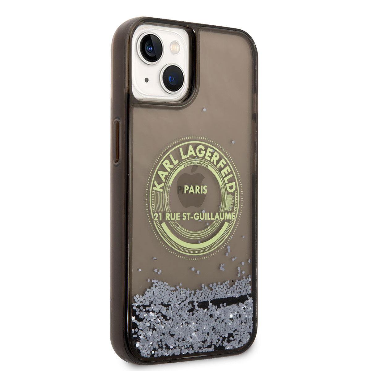 iPhone 14 Kılıf Karl Lagerfeld Sıvılı Simli RSG Dizayn Kılıf Siyah