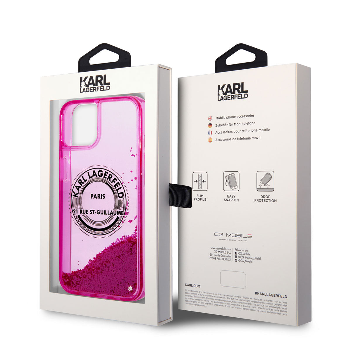 iPhone 14 Kılıf Karl Lagerfeld Sıvılı Simli RSG Dizayn Kılıf Siyah