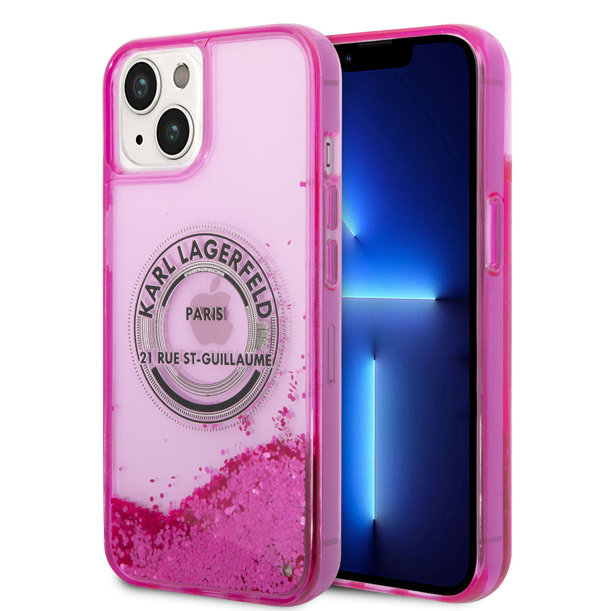 iPhone 14 Kılıf Karl Lagerfeld Sıvılı Simli RSG Dizayn Kılıf Siyah