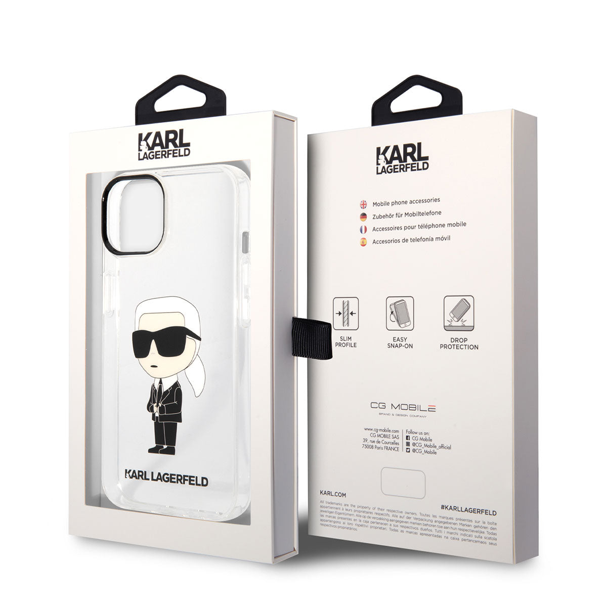 iPhone 14 Kılıf Karl Lagerfeld Transparan İkonik Karl Dizayn Kılıf Renksiz