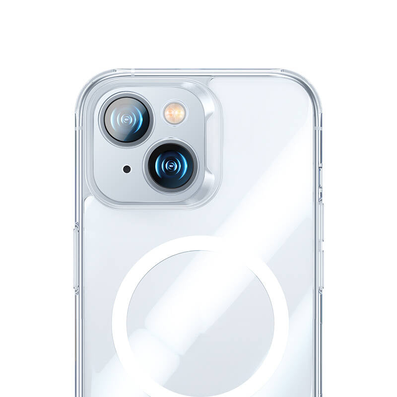 iPhone 14 Kılıf Magsafe Şarj Özellikli Benks Magnetic Shiny Glass Serisi Kılıf Renksiz
