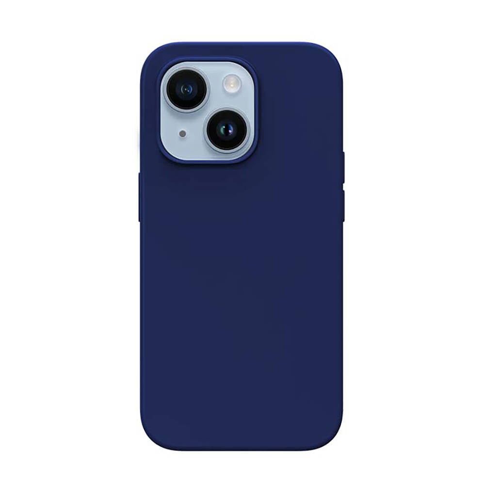 iPhone 14 Kılıf Magsafe Şarj Özellikli Liquid Silikon Recci Mousse Serisi Kılıf Mavi