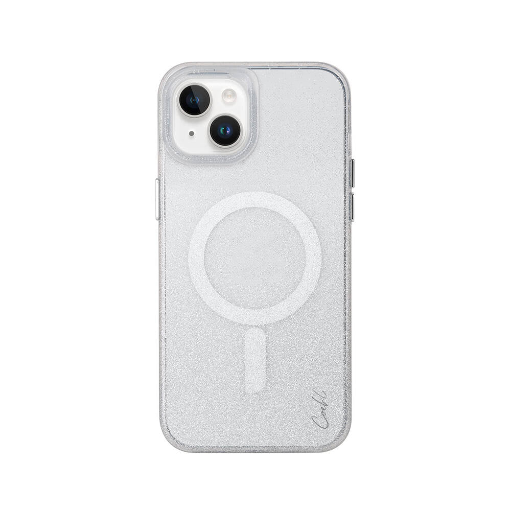 iPhone 14 Kılıf Magsafe Şarj Özellikli Simli Arka Yüzey Coehl Lumino Kılıf Gümüş