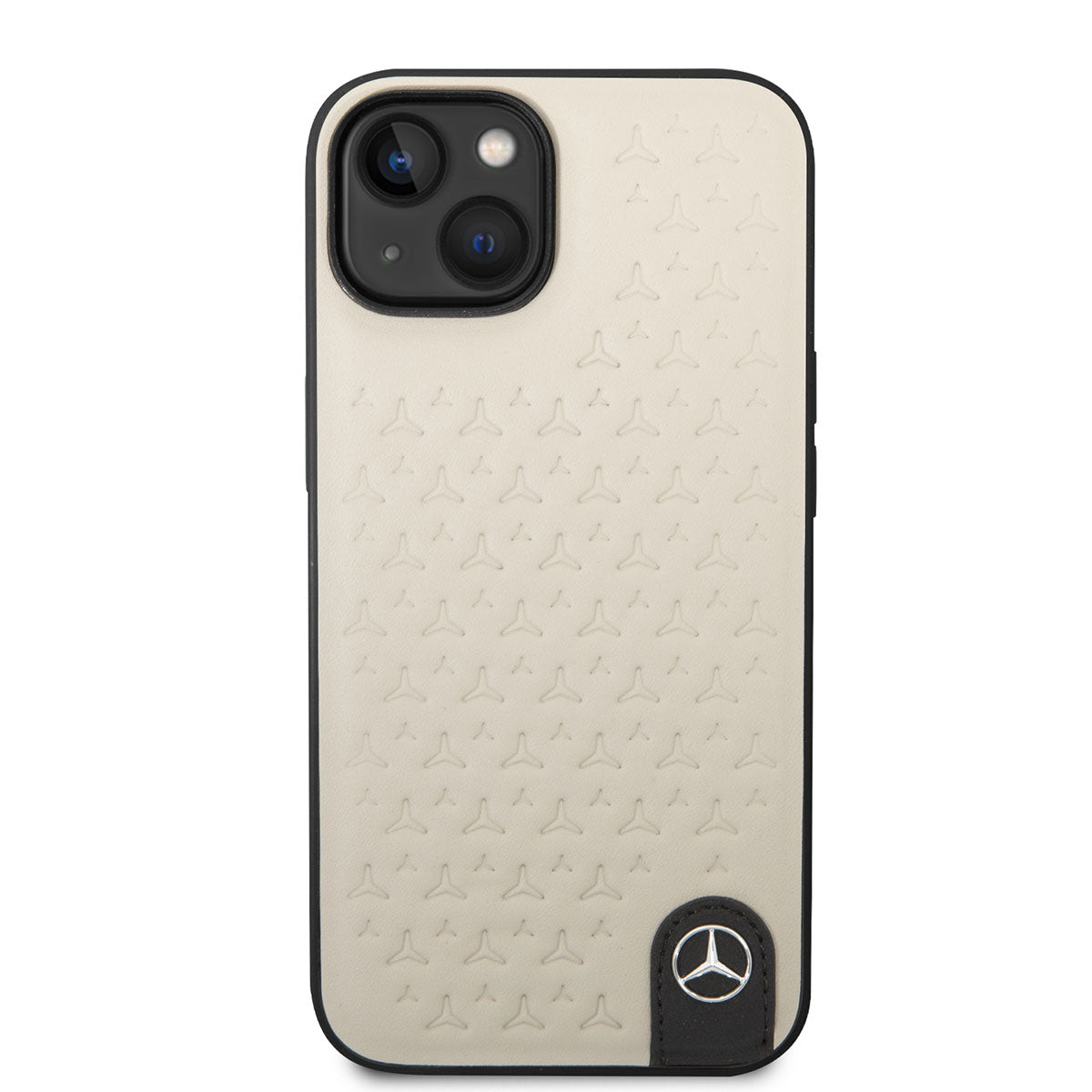 iPhone 14 Kılıf Mercedes Benz Hakiki Deri Yıldız Dizayn Kılıf Gri