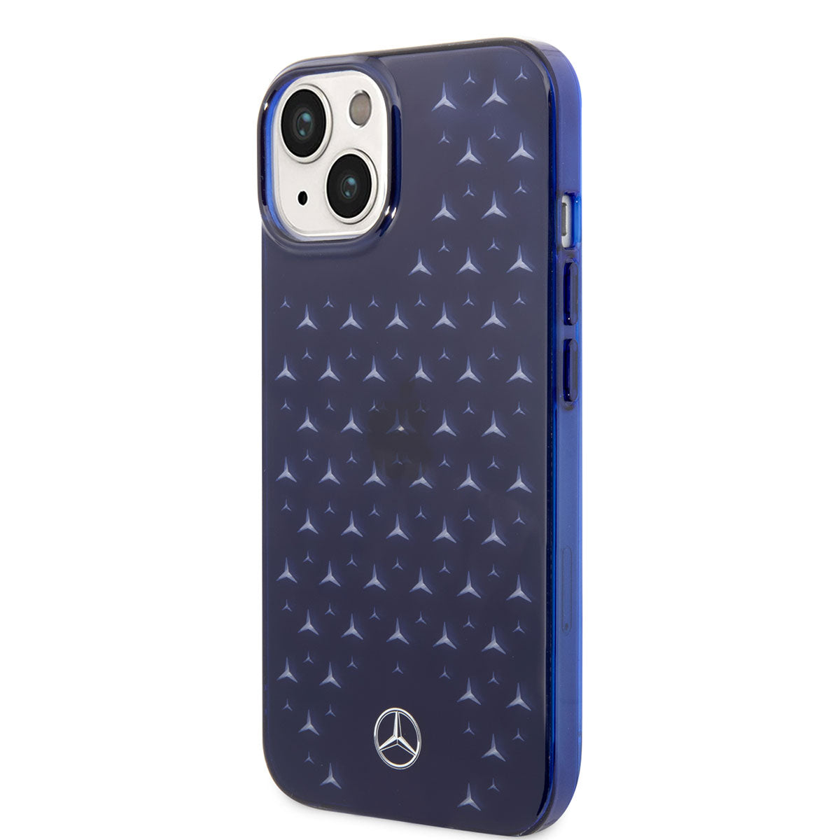 iPhone 14 Kılıf Mercedes Benz Transparan Yıldızlı Dizayn Kılıf Mavi