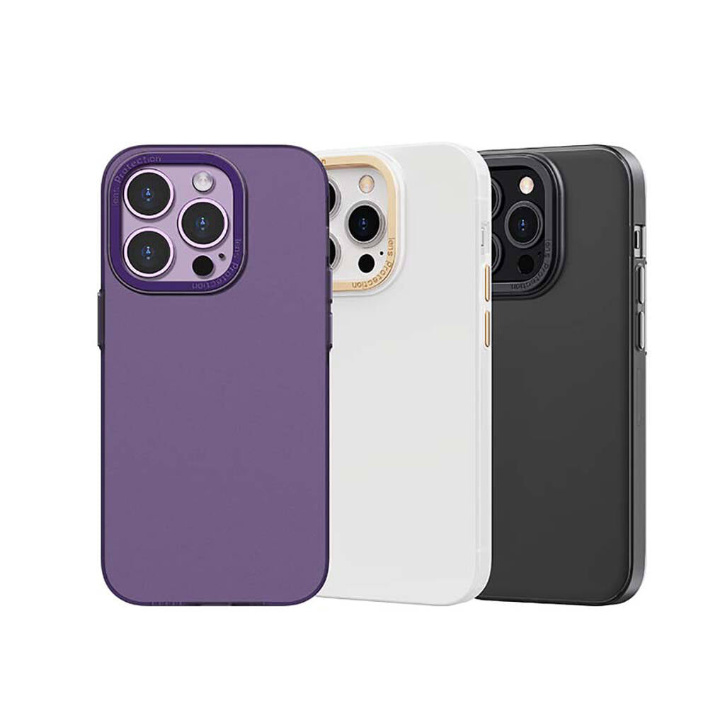 iPhone 14 Kılıf Metal Kamera Çerçeveli Recci Glaze Serisi Kılıf Siyah