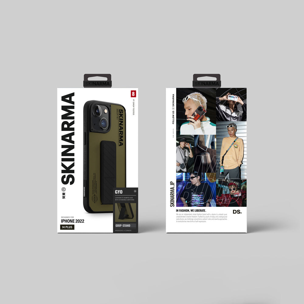 iPhone 14 Kılıf SkinArma Standlı Deri Görünümlü Gyo Kılıf Olive