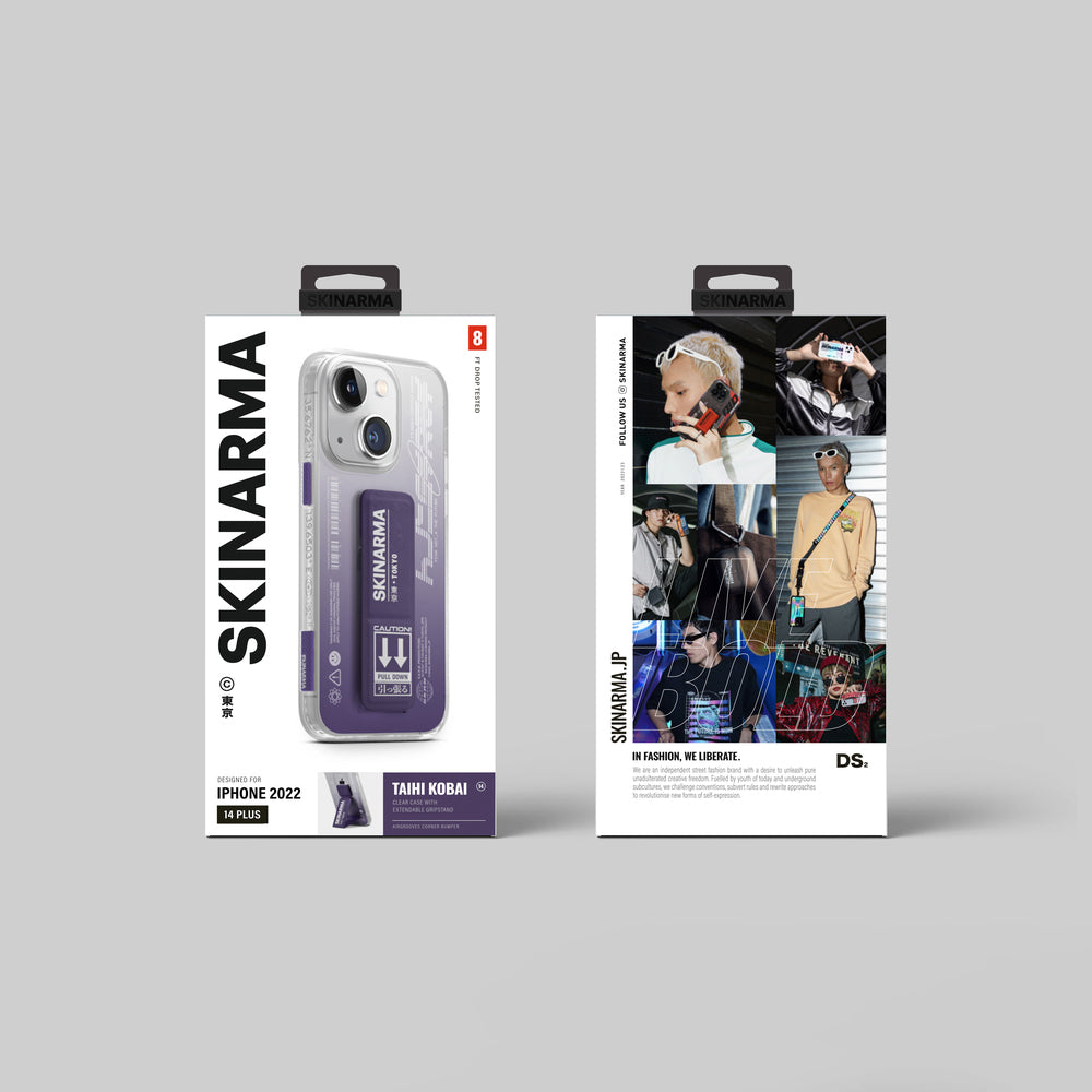 iPhone 14 Kılıf SkinArma Standlı Şeffaf Tasarımlı Taihi Kobai Kılıf Derin Mor