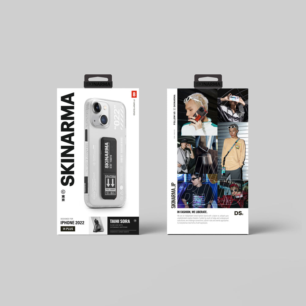 iPhone 14 Kılıf SkinArma Standlı Şeffaf Tasarımlı Taihi Sora Kılıf Kırmızı