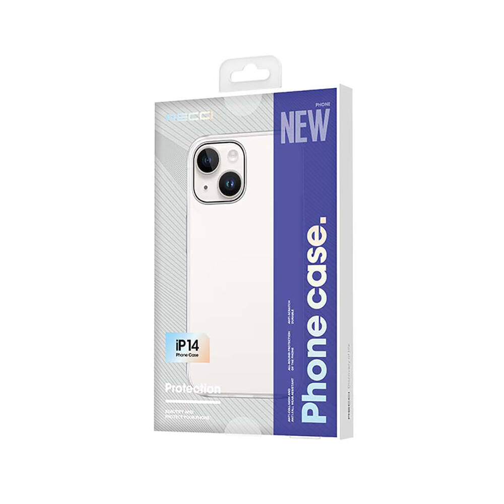 iPhone 14 Kılıf Ultra İnce Mat PC Arka Yüzey Recci Elite Serisi Kılıf Beyaz