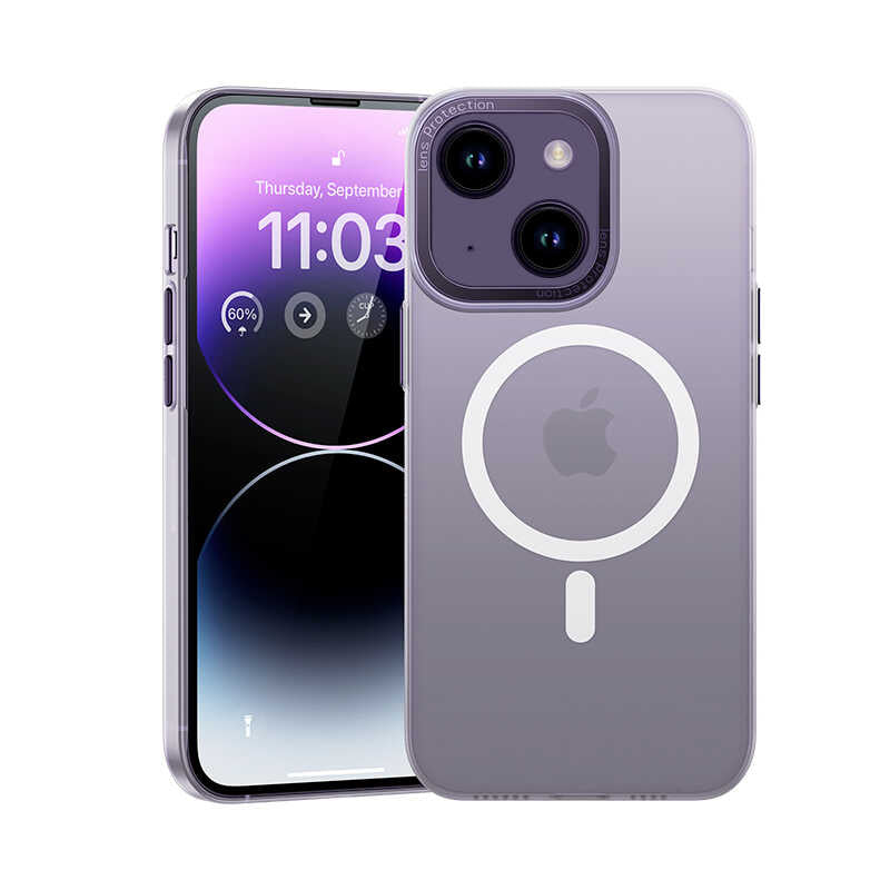 iPhone 14 Kılıf Wireless Şarj Destekli Benks Magnetik Haze Kılıf Derin Mor