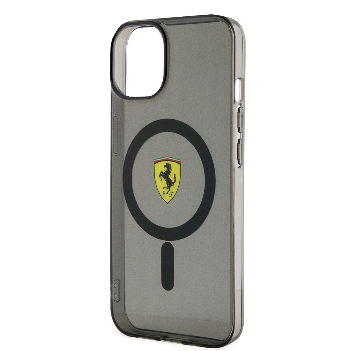 iPhone 14 Plus Kılıf Ferrari Magsafe Şarj Özellikli Yarı Transparan Dizayn Kılıf Siyah