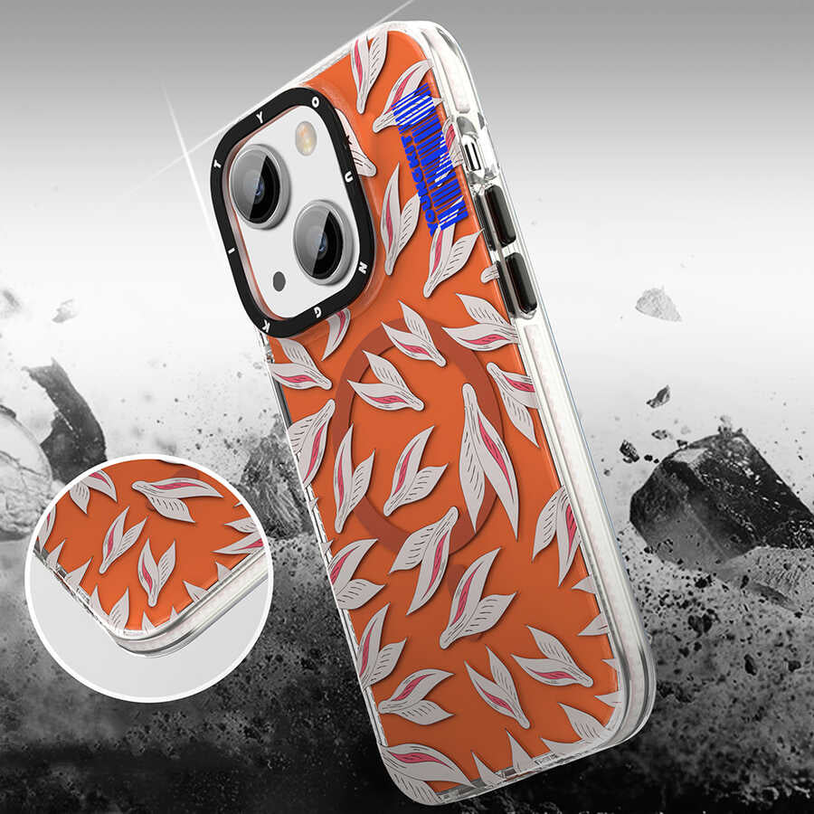 iPhone 14 Plus Kılıf Magsafe Şarj Özellikli Youngkit Play Rabbit Serisi Kılıf Turuncu