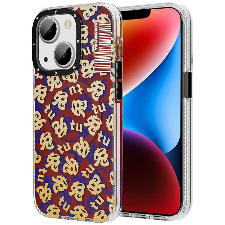 iPhone 14 Plus Kılıf Magsafe Şarj Özellikli Youngkit Play Rabbit Serisi Kılıf Kırmızı