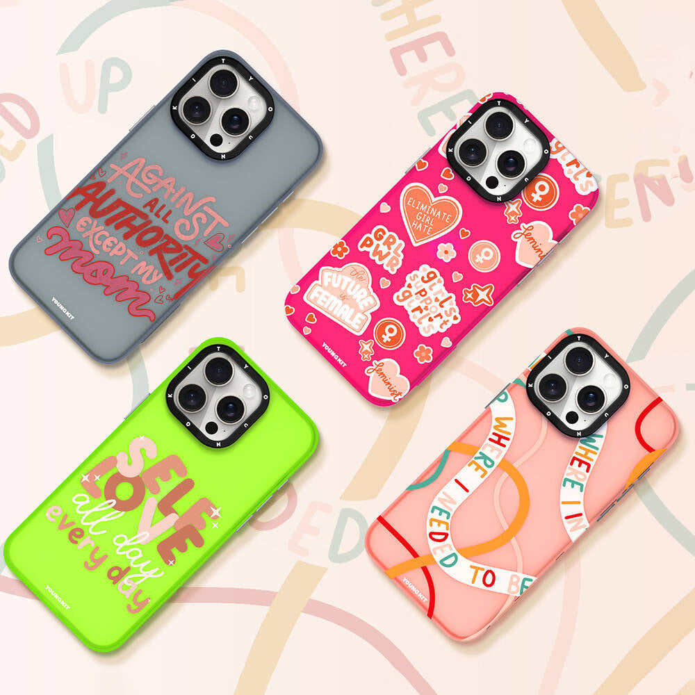 iPhone 14 Pro Kılıf Bethany Green Tasarımlı Youngkit Sweet Language Kılıf Pembe