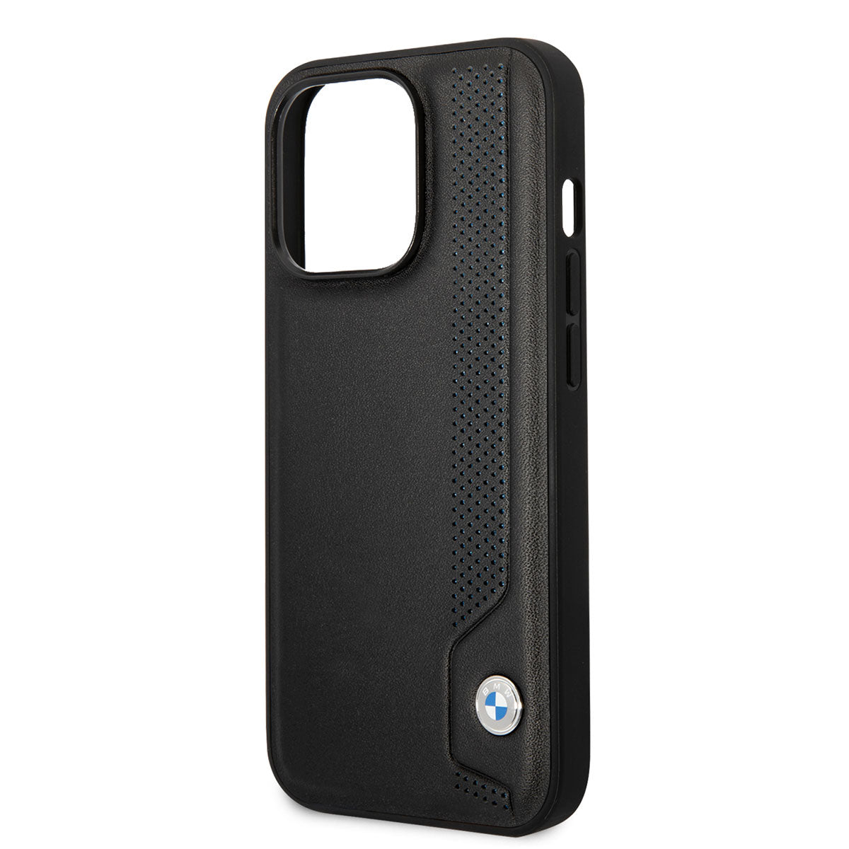 iPhone 14 Pro Kılıf BMW Deri Mavi Noktalı Dizayn Kılıf Siyah