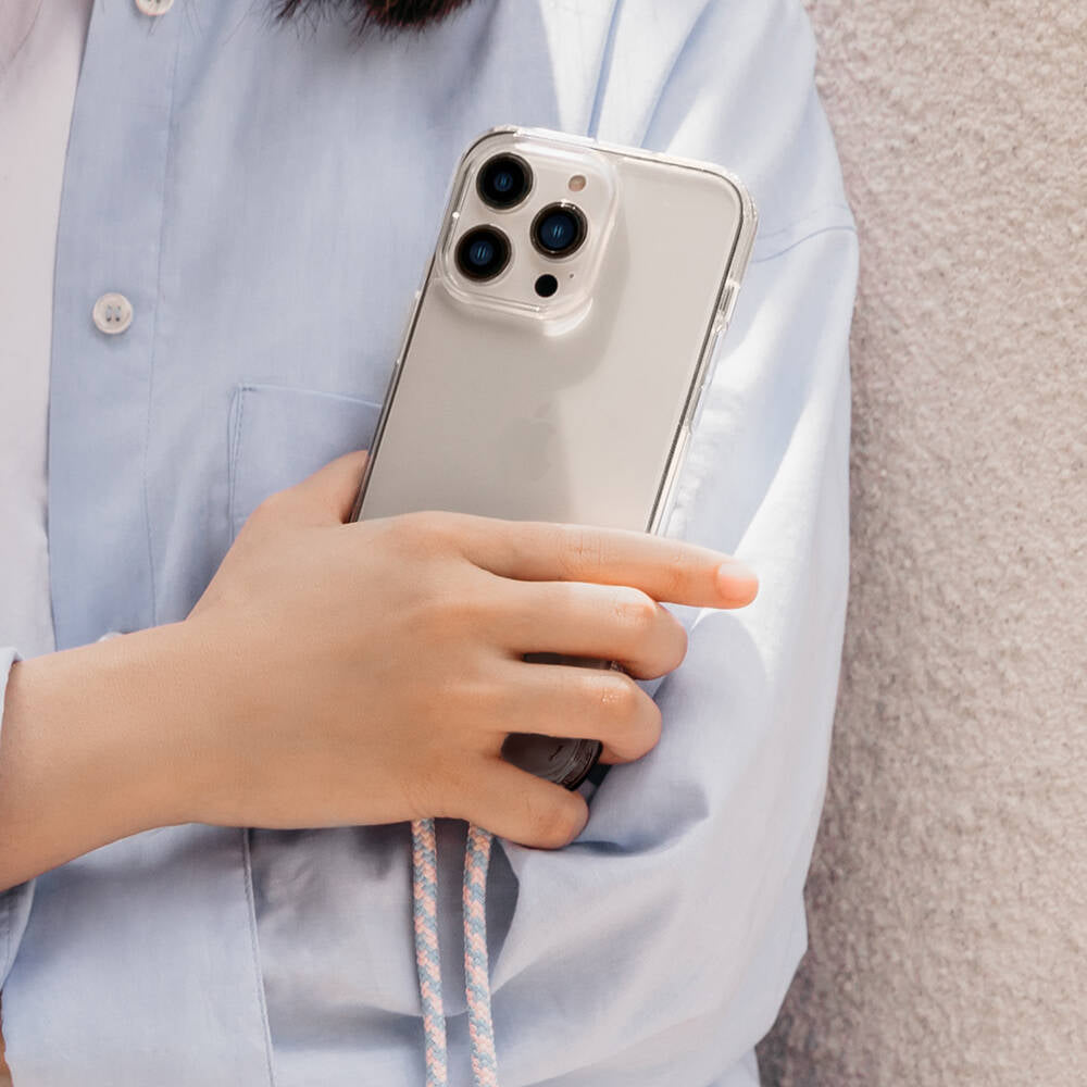 iPhone 14 Pro Kılıf Boyun Askılı Şok Önleyicili Şeffaf Lisanslı Switcheasy Play Kılıf Lacivert