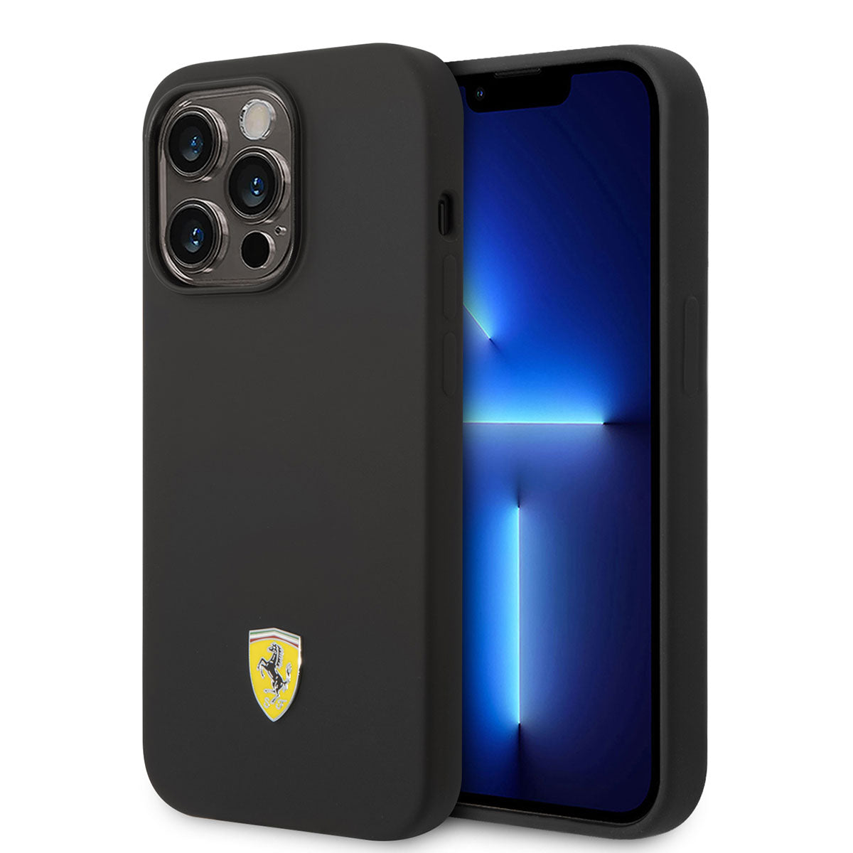 iPhone 14 Pro Kılıf Ferrari Magsafe Şarj Özellikli Silikon Metal Logo Dizayn Kılıf Kırmızı
