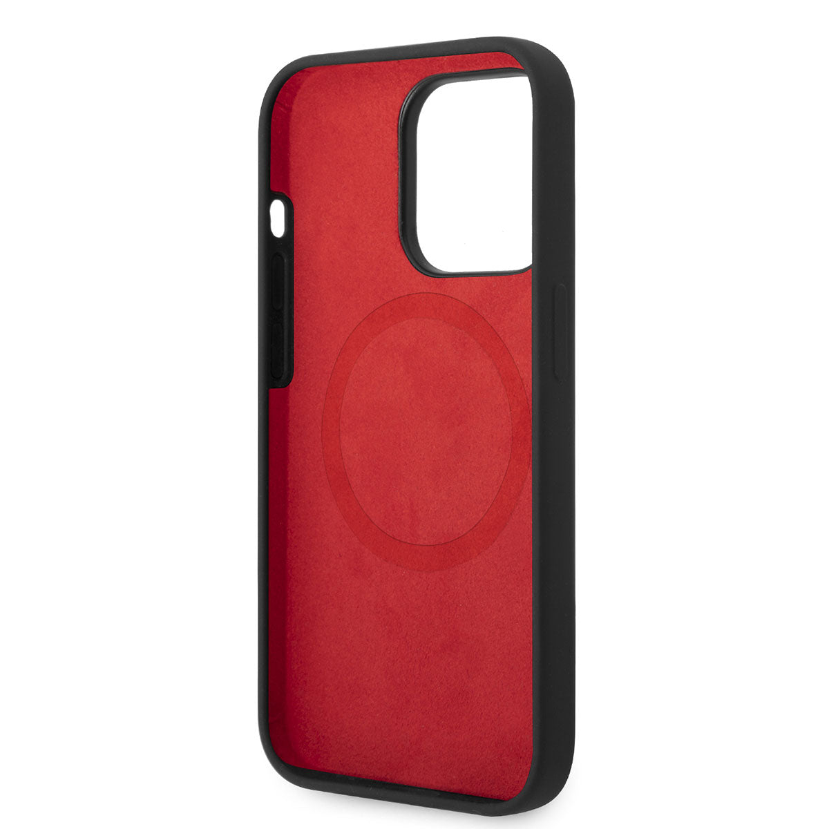 iPhone 14 Pro Kılıf Ferrari Magsafe Şarj Özellikli Silikon Metal Logo Dizayn Kılıf Kırmızı