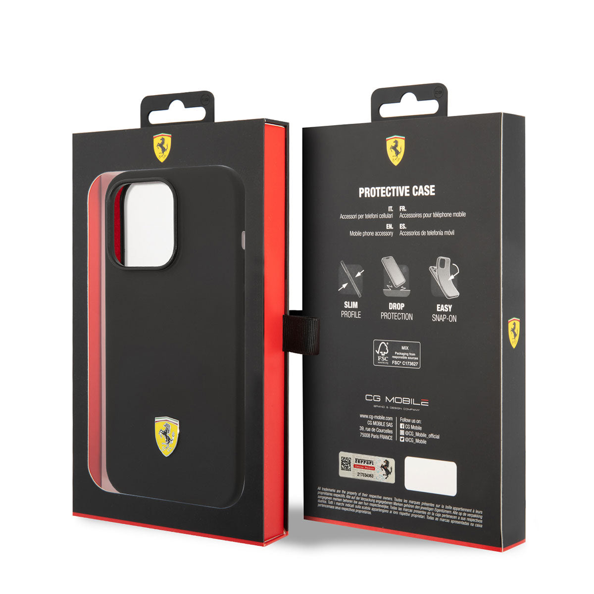 iPhone 14 Pro Kılıf Ferrari Magsafe Şarj Özellikli Silikon Metal Logo Dizayn Kılıf Kırmızı
