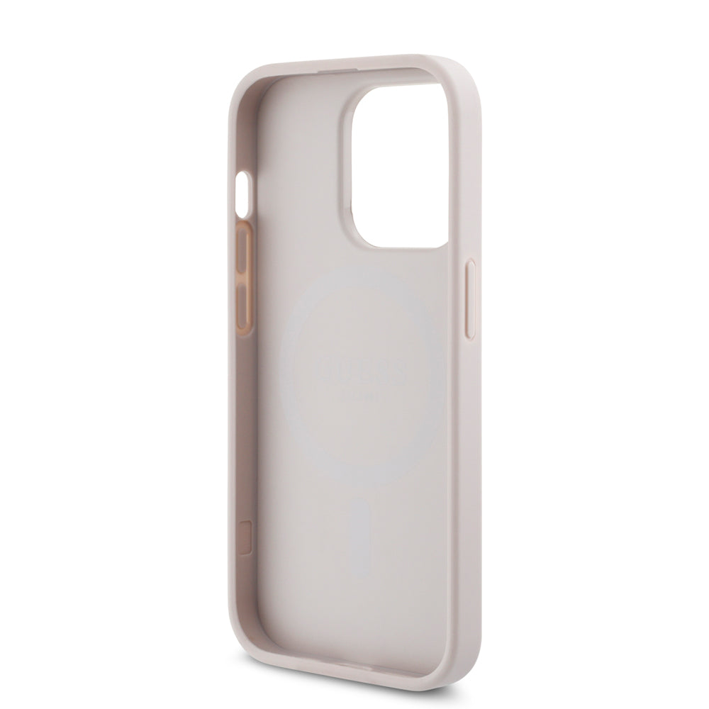 Apple iPhone 14 Pro Kılıf Guess Orjinal Lisanslı Magsafe Şarj Özellikli Small 4G Classic Kapak Pembe