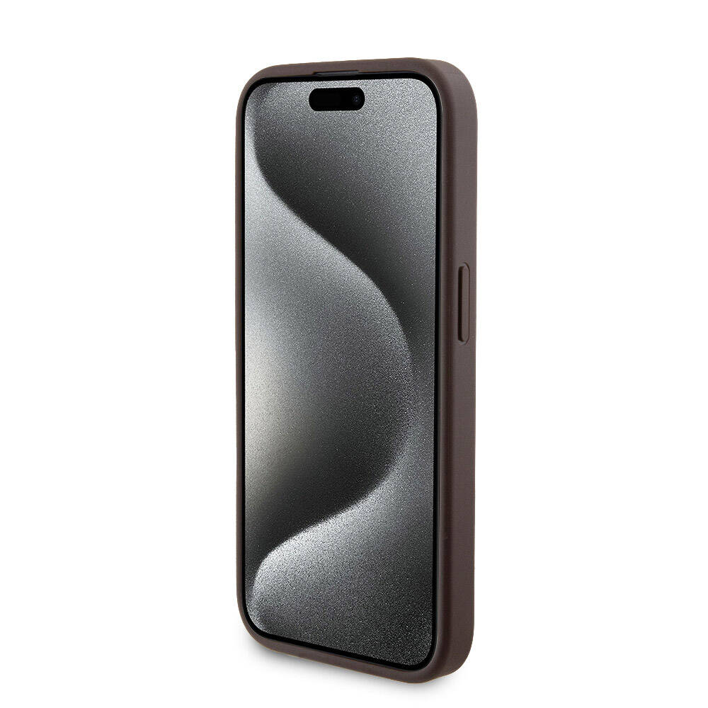 Apple iPhone 14 Pro Kılıf Guess Orjinal Lisanslı Magsafe Şarj Özellikli Yazı Logolu 4G Desenli Kapak + Powerbank 5000mAh 2in1 Set Kahverengi