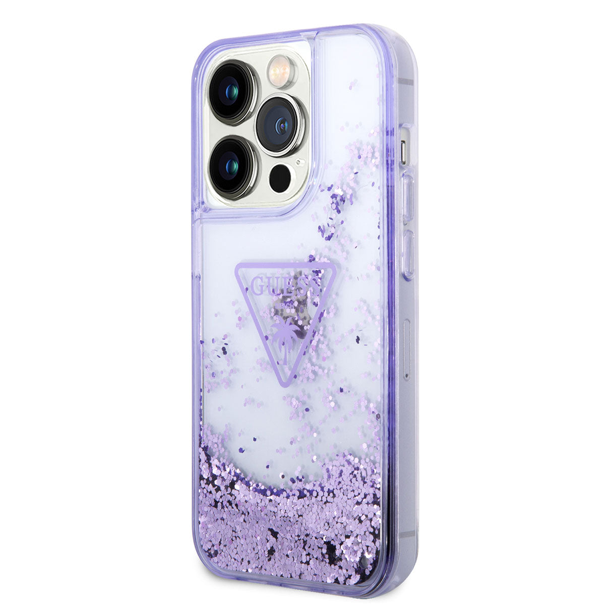 Apple iPhone 14 Pro Kılıf GUESS Transparan Sıvılı Simli Dizayn Kapak Pembe