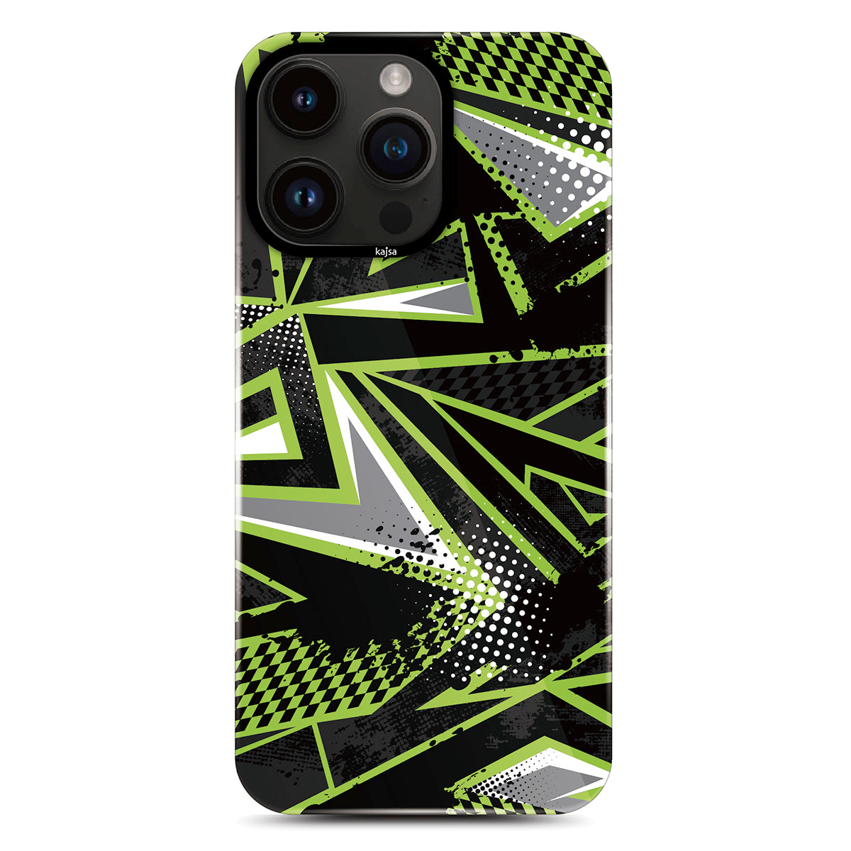 iPhone 14 Pro Kılıf HD Desenli Kajsa Shield Plus Grafiti Serisi Kılıf Yeşil