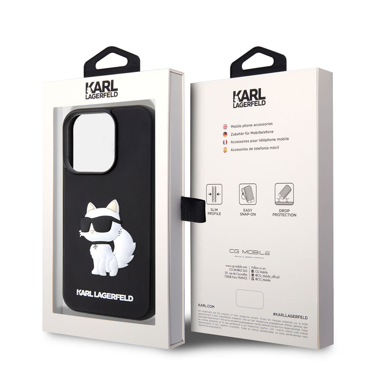 iPhone 14 Pro Kılıf Karl Lagerfeld 3D Rubber Choupette Dizayn Kılıf Siyah