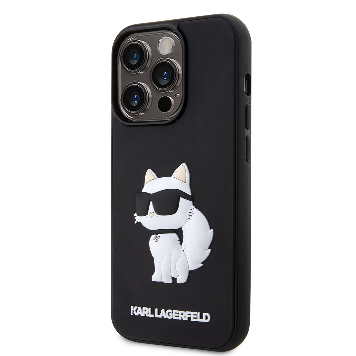 iPhone 14 Pro Kılıf Karl Lagerfeld 3D Rubber Choupette Dizayn Kılıf Siyah