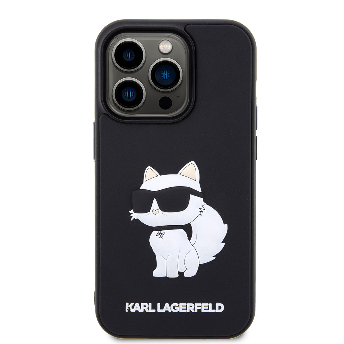iPhone 14 Pro Kılıf Karl Lagerfeld 3D Rubber Choupette Dizayn Kılıf Siyah